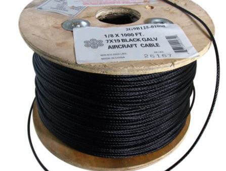 1 4 x 1000 FT, 7x19 Black Hot Dip Galv. Steel Cable 2G9B250-01000 Sale